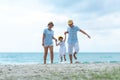 Happy family summer sea beach vacation. Asia youngÃÂ people lifestyle travel enjoy fun and relax Royalty Free Stock Photo